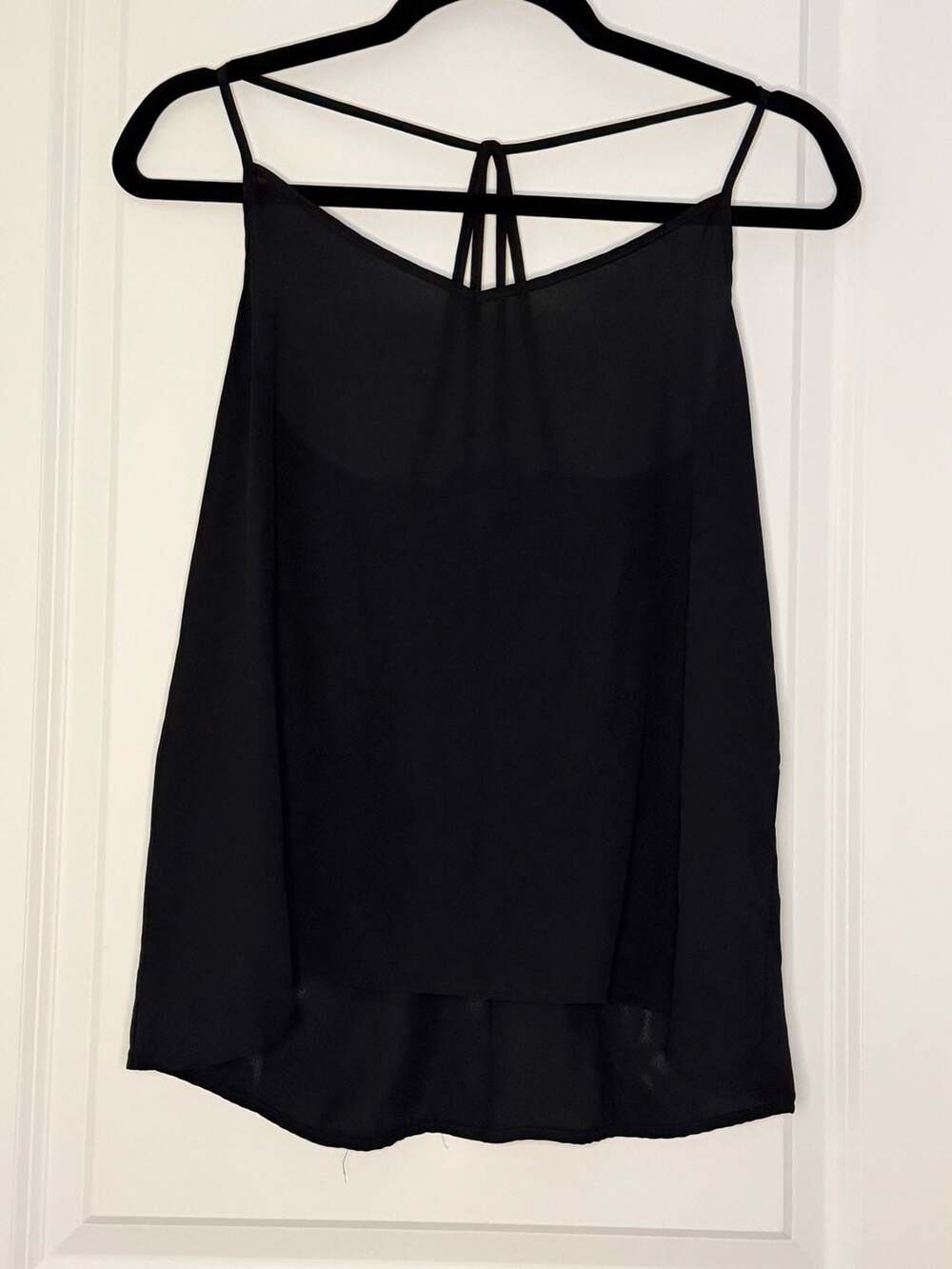 Abercrombie & Fitch Tank Top Size M Black Chiffon Strappy Back